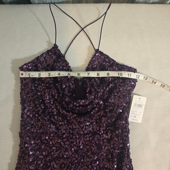 Plum Esperanza Formal Sleeveless A-line Front Slit Sequin Long Dress Sz XS (759) - Picture 3 of 14